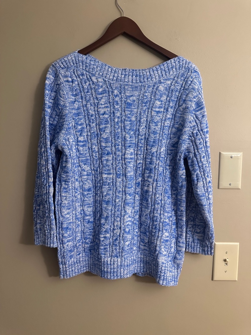 Blue Marled Cable Knit  Sweater